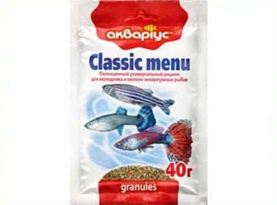 Корм для акваріумних риб у гранулах Classic Menu 40 г Акваріус