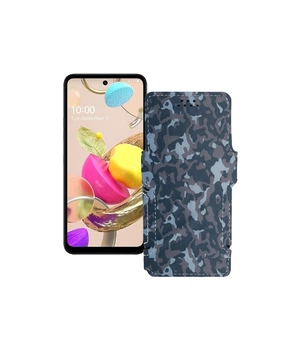 Чохол-книжка з екошкіри для телефону LG K42 Хакі-синій