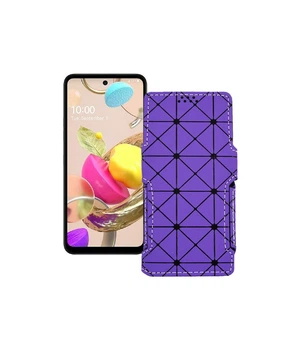 Чохол-книжка з екошкіри для телефону LG K42 Фіолетовий ромб