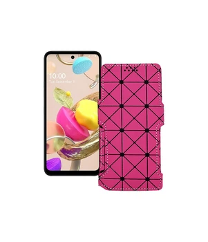 Чохол-книжка з екошкіри для телефону LG K42 Розовий ромб