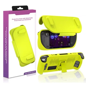 Защитный двухсторонний чехол с подставкой JYS (Yellow) для портативной игровой консоли Valve Steam Deck / Steam Deck OLED