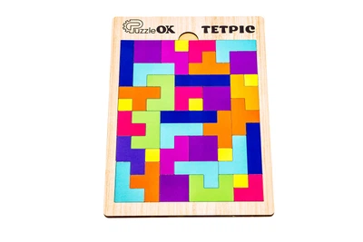 Розвиваюча дерев'яна іграшка PuzzleOK "Тетріс" для дітей від 4 років (Арт-70063)
