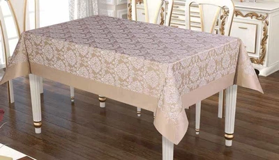 Скатертина Tropik Home серія NEOCOTTON розміром 160*220 см однотонна бежевого кольору з бавовни та поліестеру