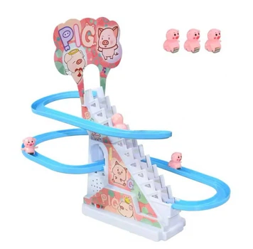 Горка - трек со свинками детская интерактивная игра с подъемником Slide pig