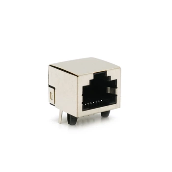 Сетевой разъем RJ45 горизонтальный экранированный с интерфейсом 8P8C под пайку разъем 16H Silver