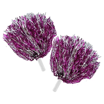 Помпоны нитевидные блестящие для чирлидинга и танцев с ручками Zelart Pom-Poms C-0828 цвет розовый-серебряный
