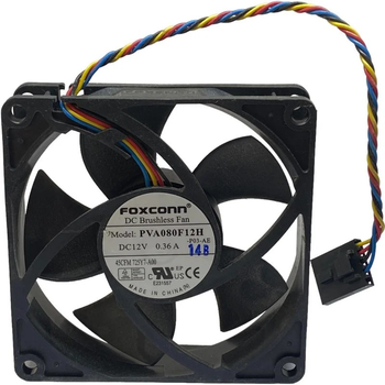 Вентилятор для корпуса Foxconn PVA080F12H (12v, 0.36a, 5-pin Dell, 80x80x20) Б/У