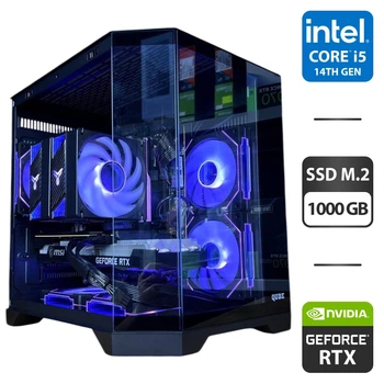 Збірка під замовлення: комп'ютер Qube Crystal ARGB Black Tower / Intel Core i5-14600KF (14 (20) ядер по 2.6 - 5.3 GHz) / 32 GB DDR5 / 1000 GB SSD M.2 / nVidia GeForce RTX 3070, 8 GB GDDR6, 256-bit / 750W б/в