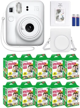 Набор Fujifilm INSTAX Mini 12 Clay White белая фотокамера мгновенной печати / картриджи 100 фото / чехол / альбом 64 фото Белый