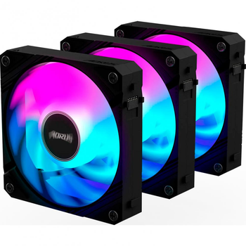 Набір вентиляторів для корпусу Gigabyte 3x120mm RGB Lighting 600-2000 RPM 8.2-29dBA 4-Pin PWM Black (GP-ECFAN1203)