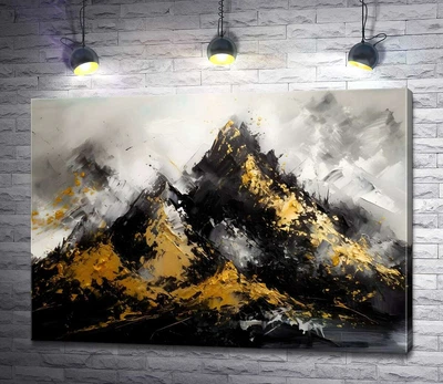 Картина Гори у чорно-золотих фарбах 60x43 см Модуль №1 (005674)