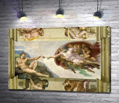 Картина Микеланджело Буонарроти Создание Адама (La creazione di Adamo) 60x40 см Модуль №1 (000157)