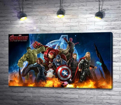 Картина Месники: супергерої Марвел (Marvel) напоготові 60x34 см Модуль №1 (000140)