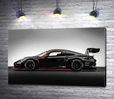 Картина Чорний спорткар Porsche 911 GT3 R 60x37 см Модуль №1 (004243)
