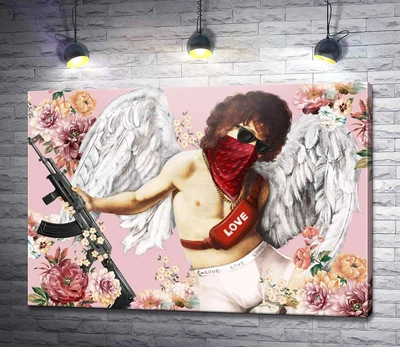 Картина Make love not war: сучасний Купідон 60x42 см Модуль №1 (004913)