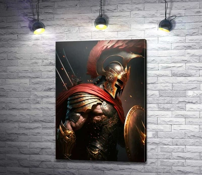 Картина Воин-спартанец в золотистых доспехах 43x60 см Модуль №1 (005493)
