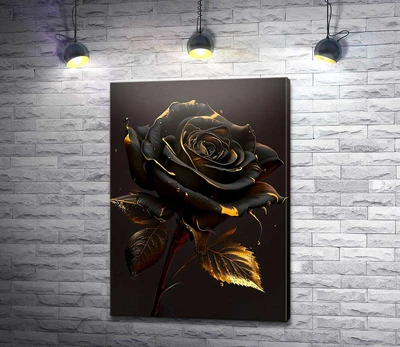 Картина Черно-золотая роза 43x60 см Модуль №1 (005572)