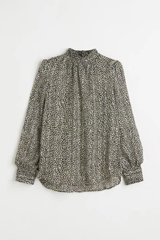 Блуза H&M M чорно білий квіти 1604884319