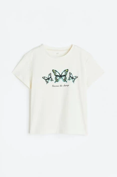 Футболка H&M 110 116см молочний метелики 406930126
