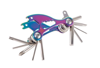 Мультиинструмент, мультитул, органайзер для велосипедов Troika Bike Tool, 18 функций, радужная отделка