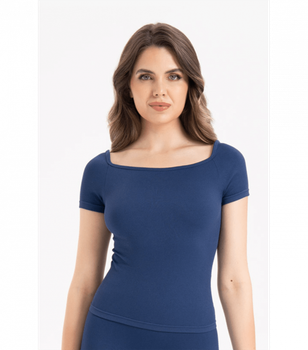 Бесшовная женская футболка в рубчик с коротким рукавом Formeasy - Formeasy - 9009 - S/M - Mavi/Blue