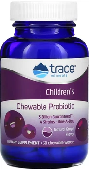 Детский пробиотик Trace Minerals Children's Chewable Probiotic Trace Minerals 30 жевательных таблеток Вкус винограда (878941003271)