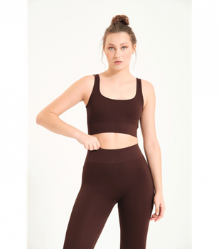 Бесшовный спортивный топ на широких бретельках - Formeasy - 9002 - S/M - Kahverengi/Brown
