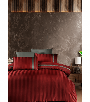 Комплект постельного белья Deluxe Satin Dark Series First Choice - First Choice - DLX-243 Artwel Dark Red - Евро - Бордовый