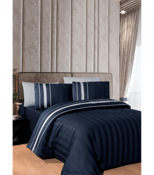 Комплект постельного белья Deluxe Satin Dark Series First Choice - First Choice - DLX-242 Artwel Navy Blue - Евро - Темно-синий