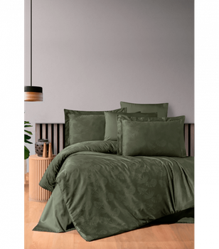 Комплект постельного белья Jacquard Satin Dark Series First Choice - First Choice - JS-235 Nichol Dark Green - Евро - Темно-зеленый