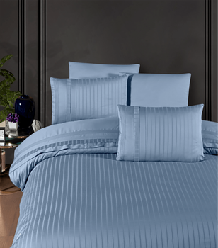 Комплект постельного белья Deluxe Satin First Choice - First Choice - DLX-78 New Trend Dusty Blue - Евро - Светло-голубой