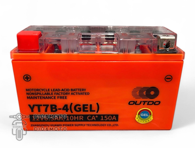 Аккумулятор GEL 12V 6.5A 147‑65‑94mm YT7B‑4 узкий, низкий "OUTDO" (2024)