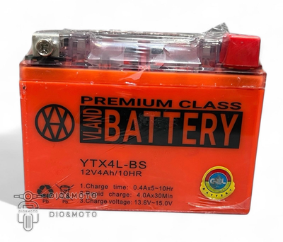 Акумулятор GEL 12V 4A 113‑70‑85mm UTX4L‑BS (YTX4L‑BS) "VLAND" (2024)