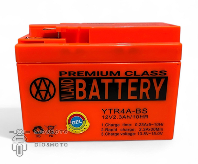 Акумулятор GEL 12V 2.3A Honda 115‑50‑85mm YTR4A‑BS "VLAND" (2024)