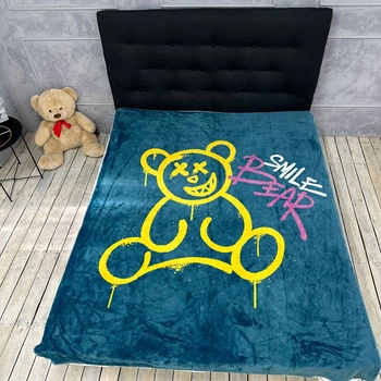 Плед велюровый с 3D рисунком, Smile Bear , 160x200 см