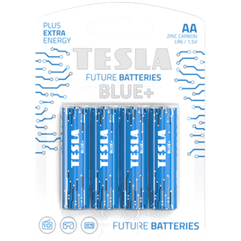 Батарейка Tesla Blue+ AA (R06) 1.5V (Carbon-Zinc) (4 шт.)
