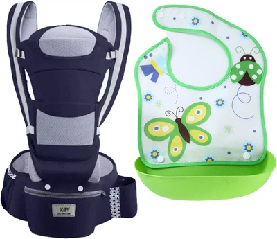 Хіпсит ерго-рюкзак кенгуру перенесення слинявчик-трансформер Baby Carrier 20 кг 6 в 1 Темно-синій (vol-9868)