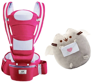 Хипсит Эрго-рюкзак BabyCarrier 6в1 Темно-Розовый Мягкая игрушка кот с письмом Пушин кэт 23х25см Серый n-11987