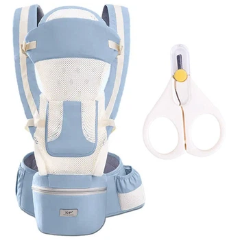 Хипсит, Эрго-рюкзак, кенгуру переноска Baby Carrier 6 в 1 Джинсовый и маникюрные ножницы белые n-11910