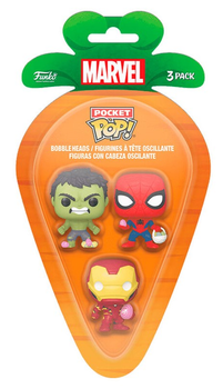 Zestaw figurek Funko Carrot Pocket Pop Marvel Spider-Man Hulk Iron Man 4 cm 3 szt (889698771689)