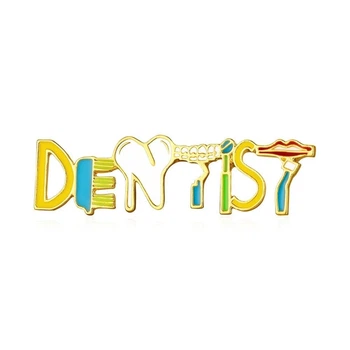 Значок (пин) BROCHE брошь бижутерия Медицина Dentist стоматологу разноцветный BRGV114638