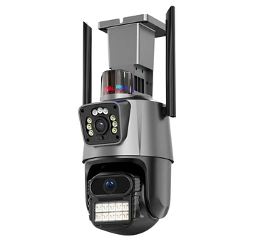 Внешняя уличная WIFI камера с удаленным доступом, зумом и сиреной Dual Lens Zoom 8MP iCSee поворотная