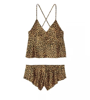Пижама сатиновая (майка + шорты) Victoria's Secret Satin Satin Short Pajama Set леопардовая S