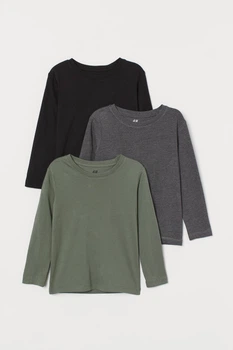 Жіночий лонгслів (3 шт) H&M 92см хакі, чорний 507503569