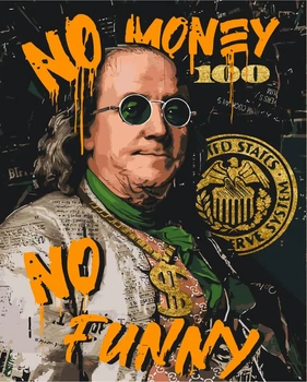 Картина по номерам 40х50 см. Франклин. No money no funny (с