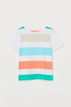 Футболка H&M 110 116см бело мятный полоска 407933292