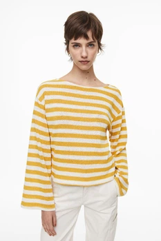 Джемпер H&M XS горчично белый 3081137692