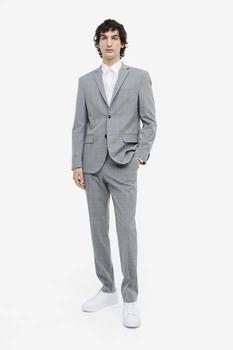 Брюки H&M 46 серый клетка 2601714026