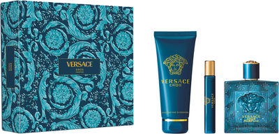 Набір для чоловіків Versace Eros Парфуми 100 мл + Гель для душу 150 мл + Мініатюра Парфуми 10 мл (8011003889341)