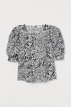 Блуза H&M XS біло чорний принт 2706894141